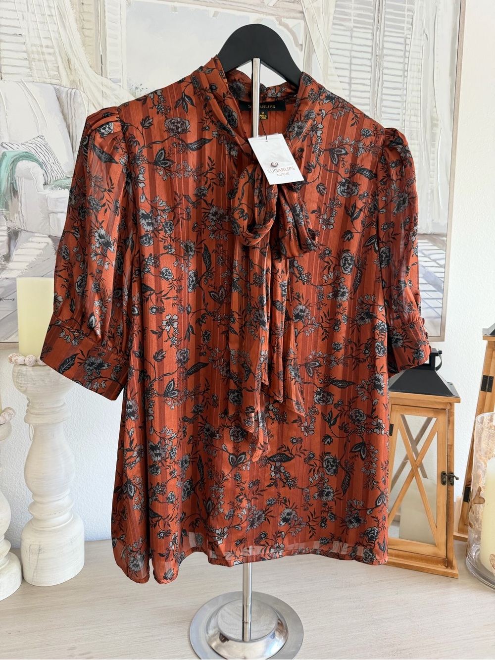 Sugarlips Plus Size Leoben Puffed Sleeved Blouse